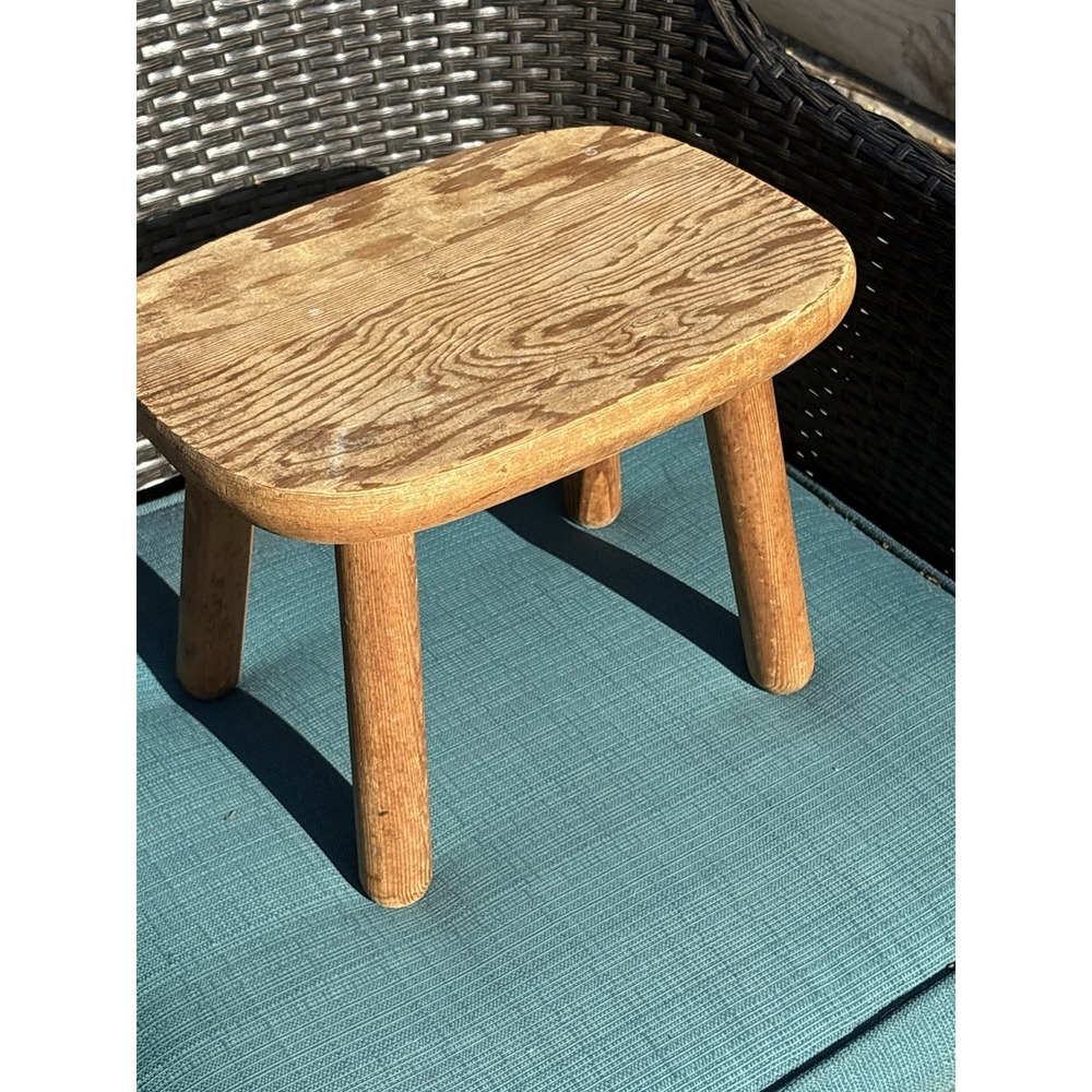 Vintage Natural Solid Wood Step Stool Plant Stand Foot Stool MCM Minialmalist - Picture 3 of 7